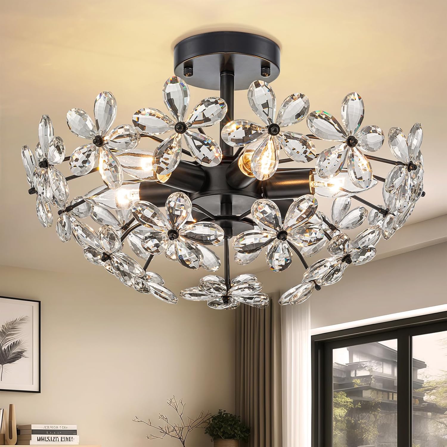 Gold Crystal Flower Ceiling Light