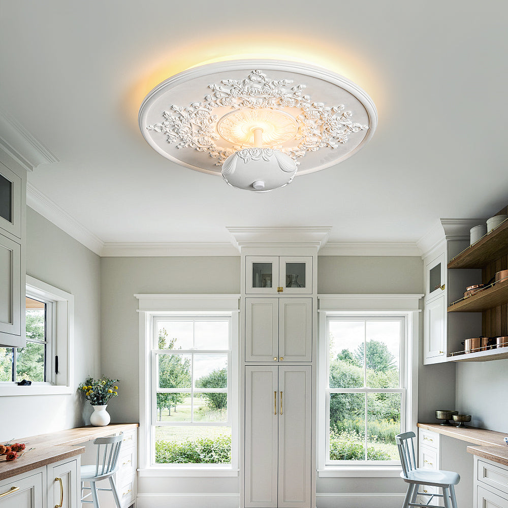 French Garden Story Plaster Ceiling Lamp