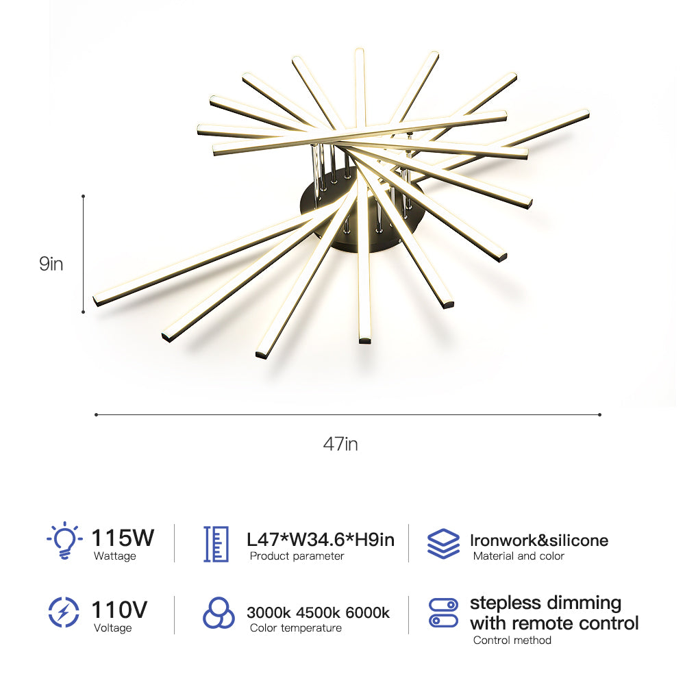 115W Stellated Line Radial Ceiling Light