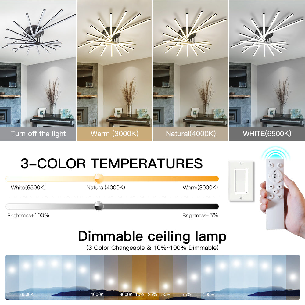 115W Stellated Line Radial Ceiling Light