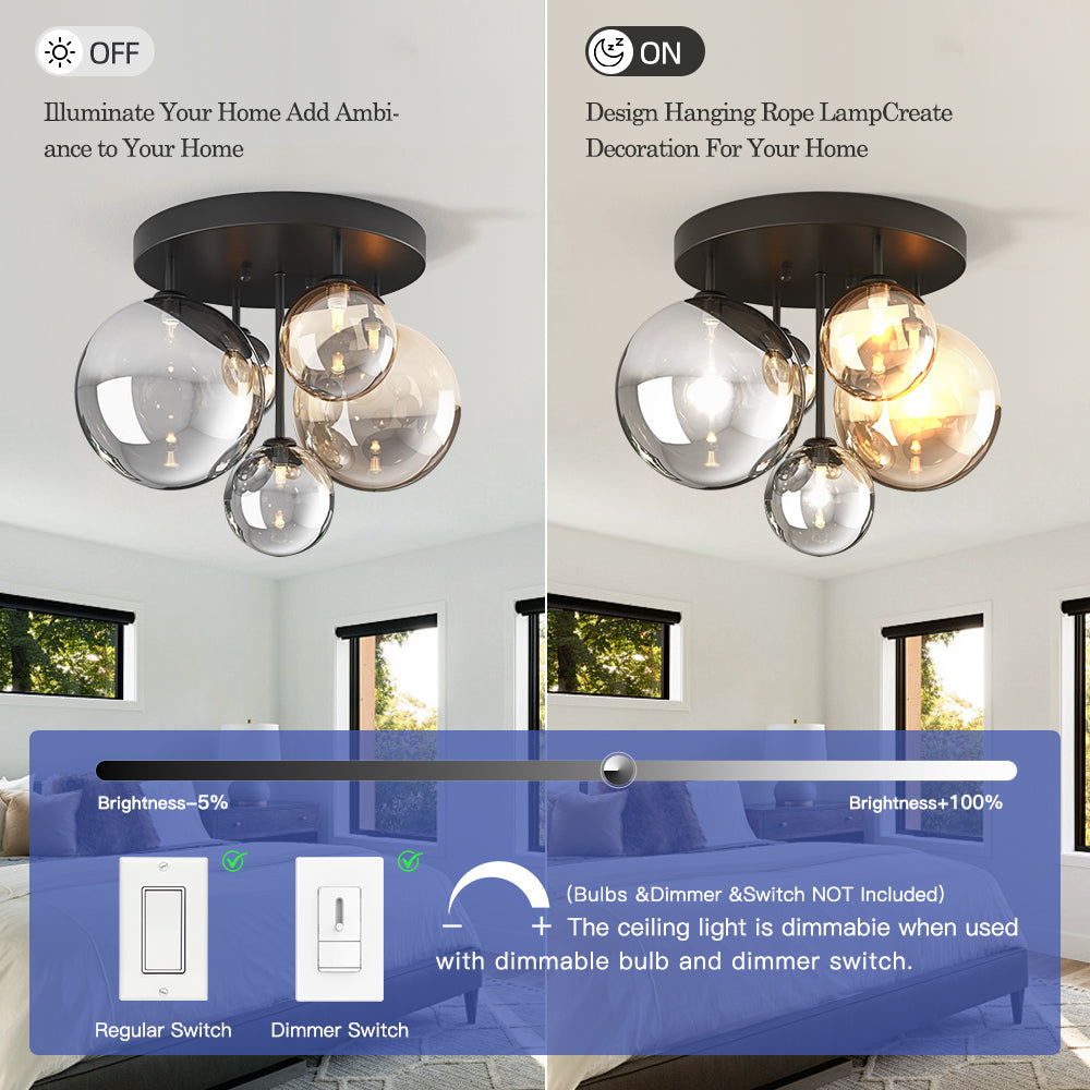 Aiwen Globe Glass Ceiling Light