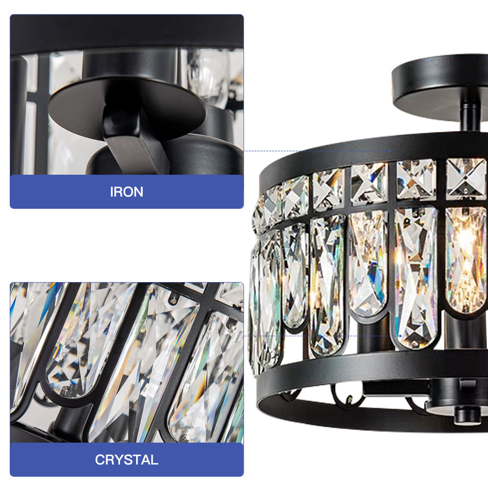 American Crystal Round Ceiling Lamp