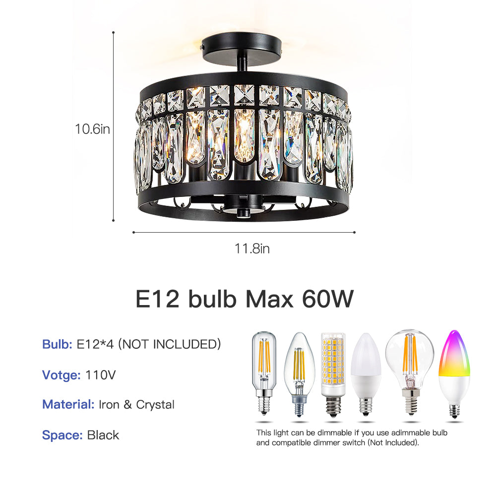 American Crystal Round Ceiling Lamp