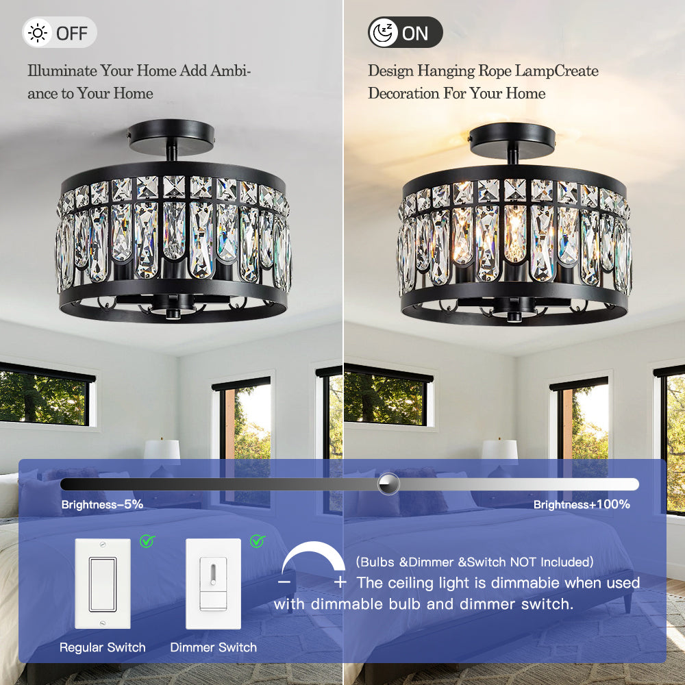American Crystal Round Ceiling Lamp