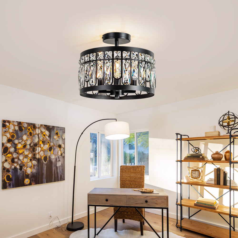 American Crystal Round Ceiling Lamp