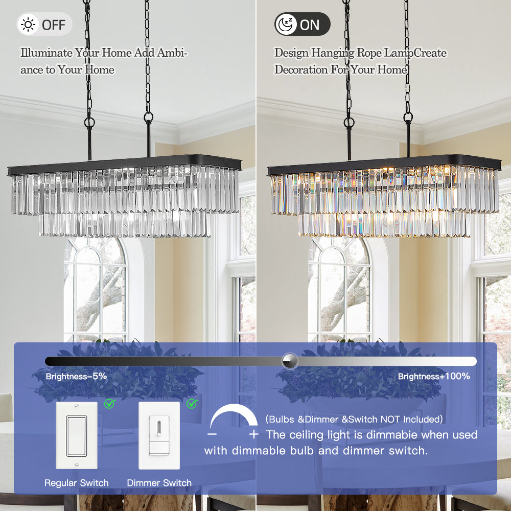 Kitchen Crystal Long Bar Lamp